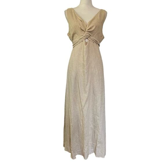 Petal & Pup Archer Linen Blend Midi Dress Size XL Oatmeal Neutral Coastal NWT - Picture 1 of 7